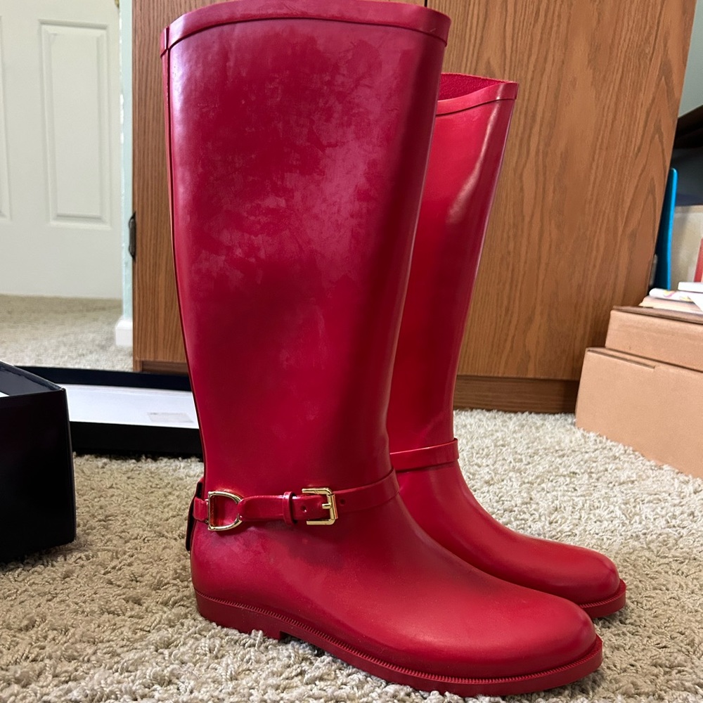 POLO RALPH LAUREN GIRLS SIZE 5 RED RAIN BOOTS WITH BOX